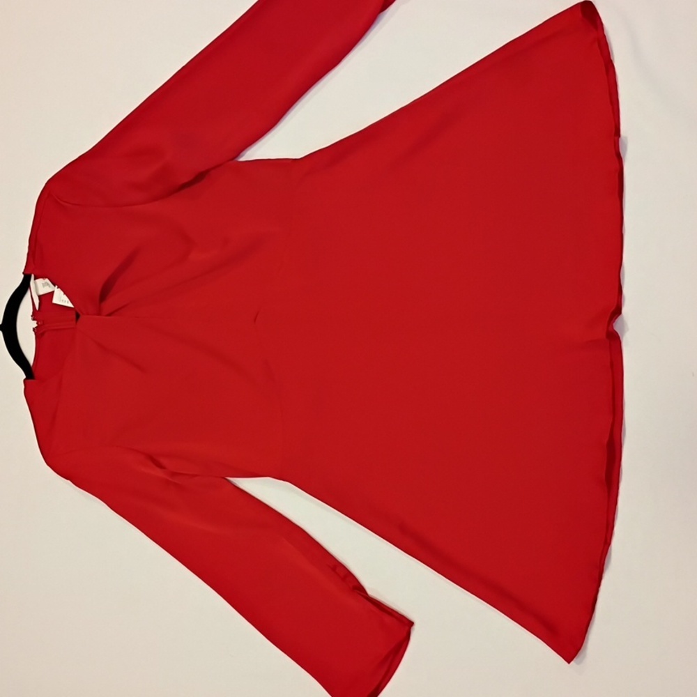 NWT H&M Red Fit N Flare Dress Twist Front Bust Skater Size Medium